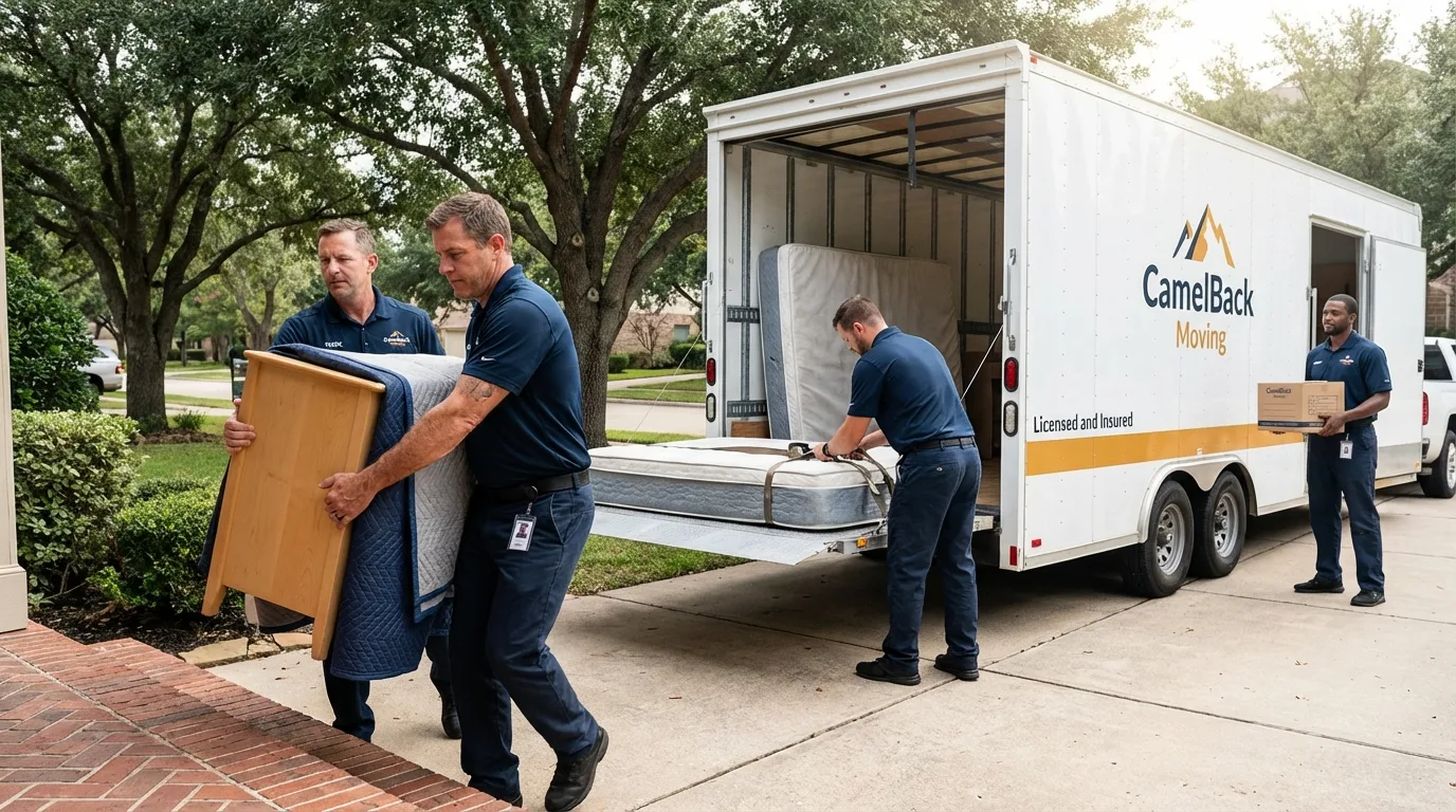 Crew loading residential truck for cross-state move from Falmouth, KY