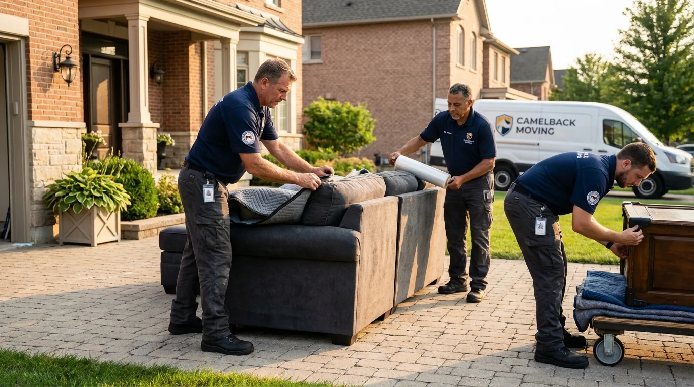 Large estate moving crew wrapping furniture in Falmouth, KY